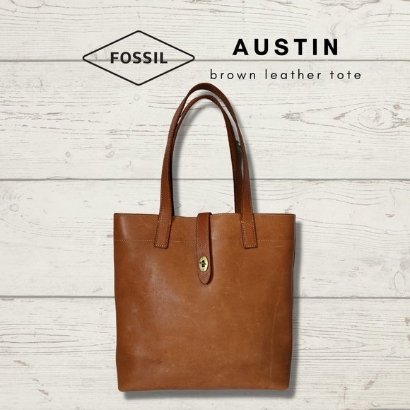 COPY - Fossil Austin Large Brown Leather Tote - Picture 1 of 7